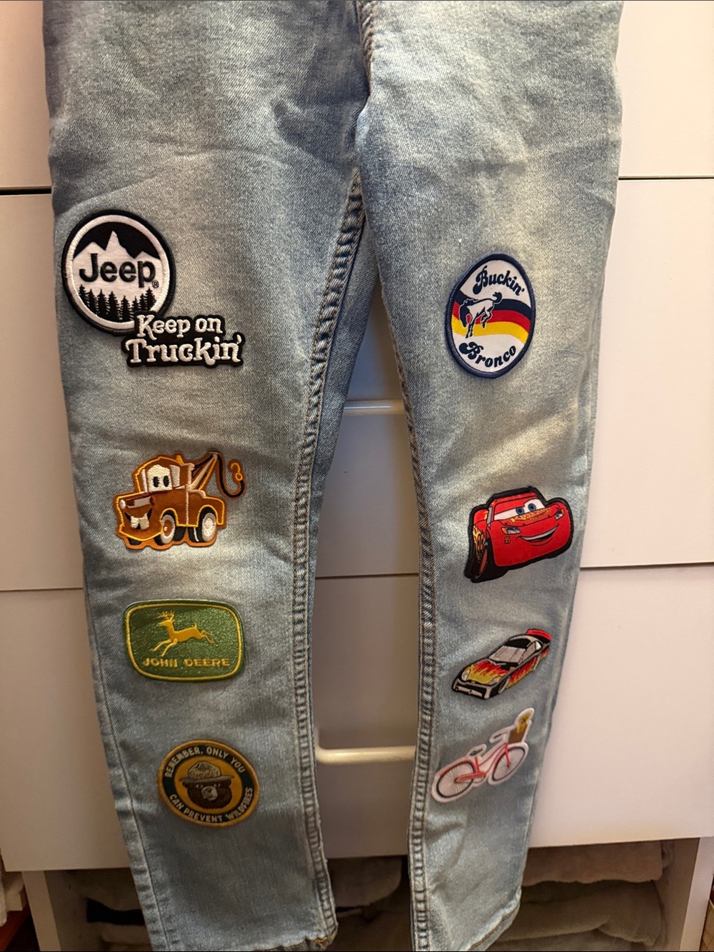 KIDS Light Blue Embroidered Patch Skinny Jeans